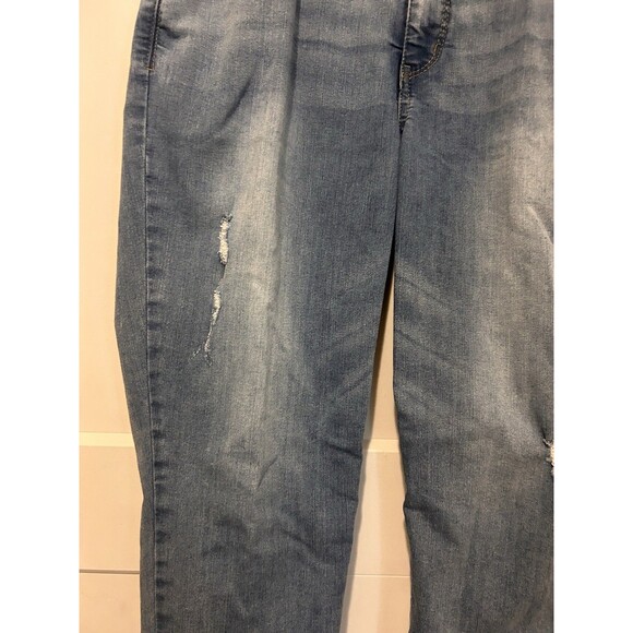 Democracy Jeans Women Size 12 Blue "Ab" Technology Tapered Fray Hem Denim Jeans - Picture 8 of 10